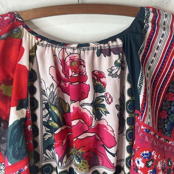 ANTHROPOLOGIE VANESSA VIRGINIA Persian Red Rose Patchwork Tassel Dress Size XS - Picture 15 of 16